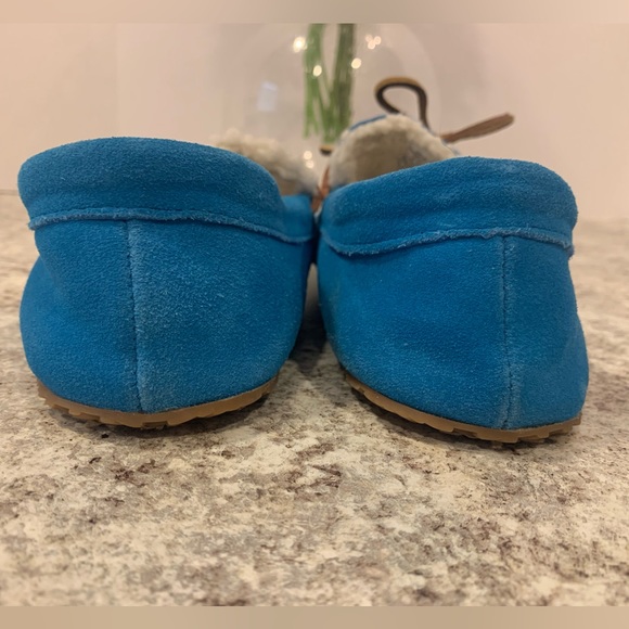 Lands End teal Suede Leather Moccasins Slippers Shoes Size 8 - Picture 6 of 9